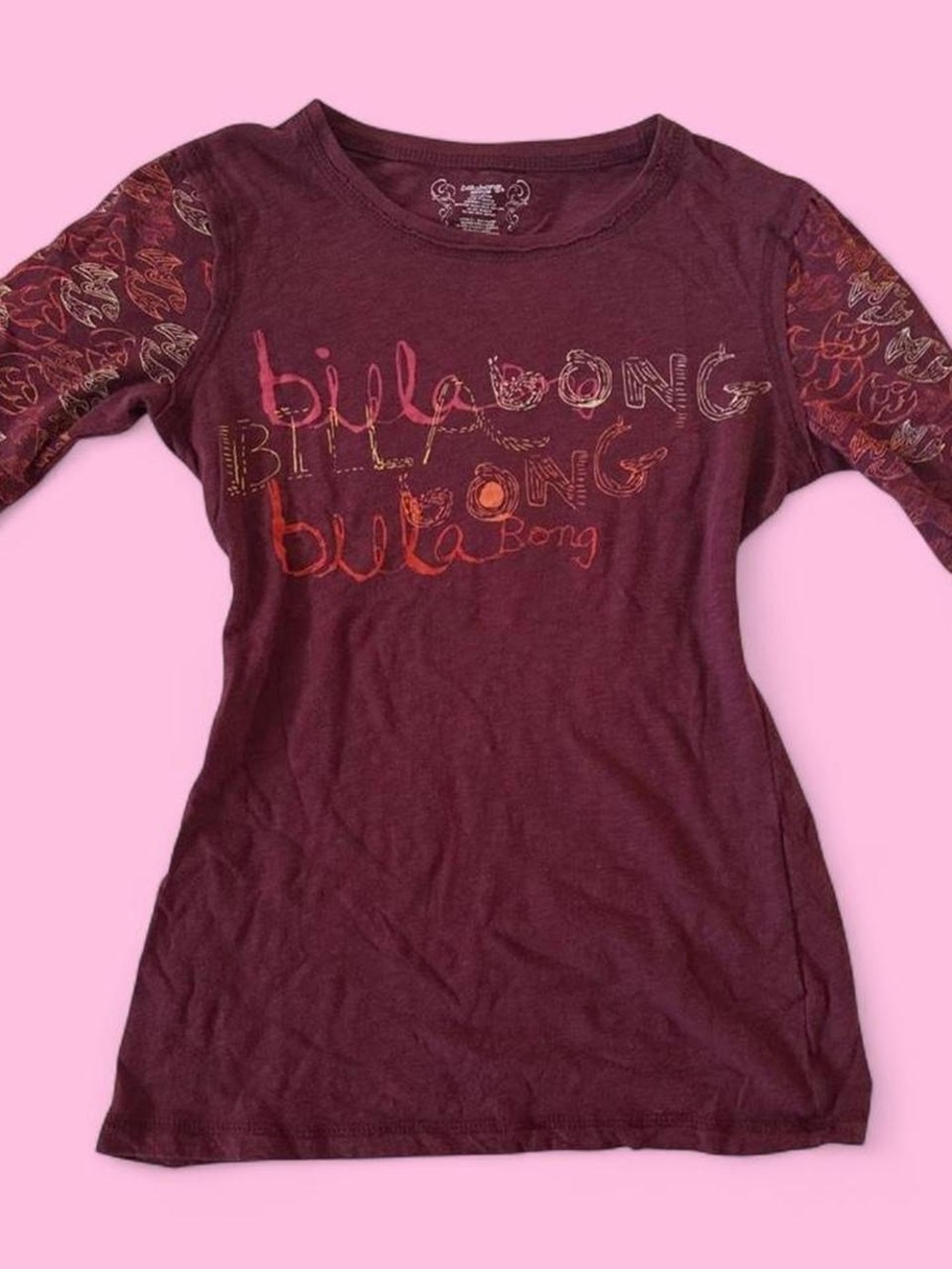 Y2K Billabong Maroon Graphic 3/4 Sleeve